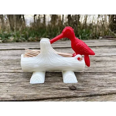 Vintage 1950s Plastic Woodpecker/Log Mechanical Toothpick Holder • $34