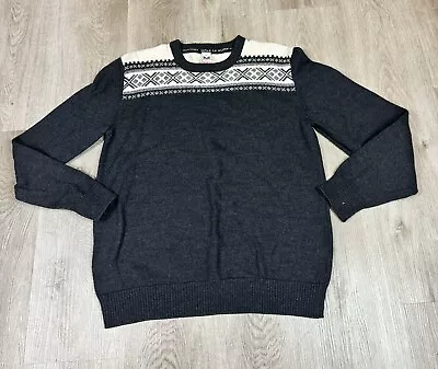 Dale Of Norway Knit Wool Fair Isle Crew Neck Sweater Gray Mens Large Vintage • $85