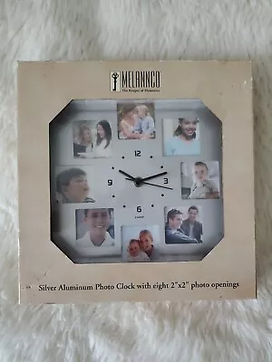 Melannco Black Aluminum Walk Clock With 8 Photo Frames On Front 9X9 • $24.99