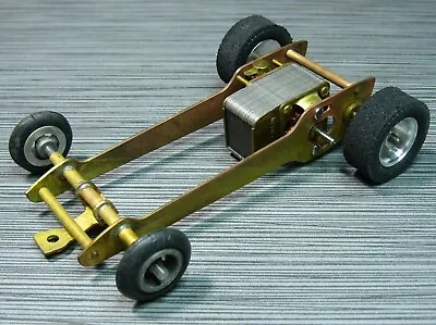 1960's SLOT CAR UNRUN BrASS CHASSIS W/NOS KEMTRON DRAG RACE MOTOR VINTAGE 1/24 • $9.99