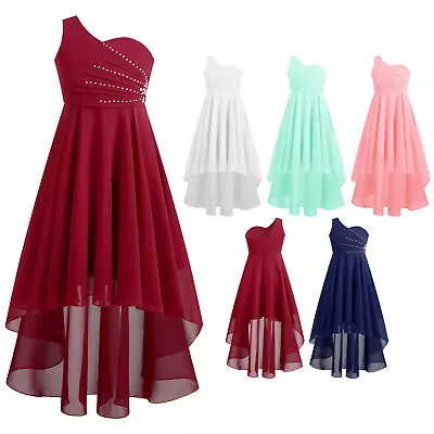 Girls Dress With Belt Ball Gown Pageant Party High-Low Chiffon Stage Formal • $17.49