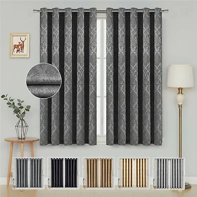 £16.99 • Buy Thermal Blackout Curtains Ring Top Bedroom Kitchen Short Window Curtain Pair