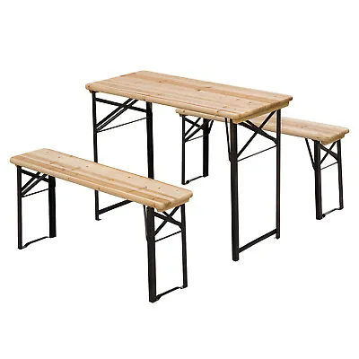 Outsunny Outdoor Picnic Table Portable Folding Camping Patio Beer Table Set • £73.99