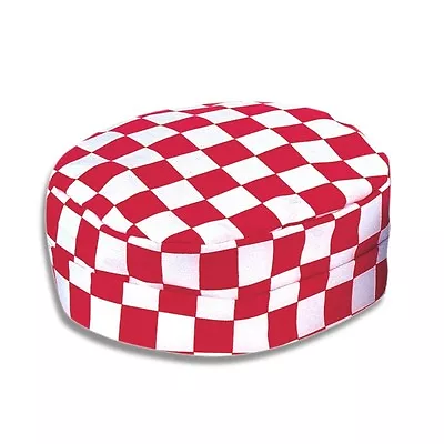 Chefs Skull Cap Round Hat. Red & White Chessboard Print Bakers Cook Ins13rch • £3.99