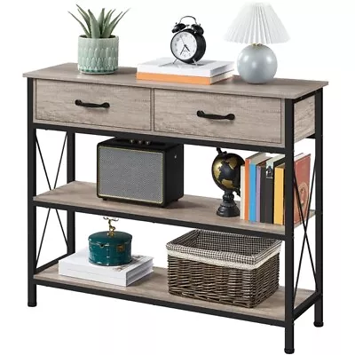 Industrial Console Table With 2-Drawers & 2-Shelves Sofa Table For Entryway • $89.99