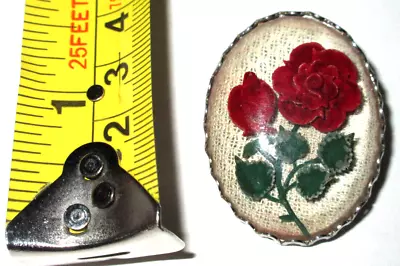 Vintage  Brooch   Red Rose Pin With Acrylic?    (B2) • $16