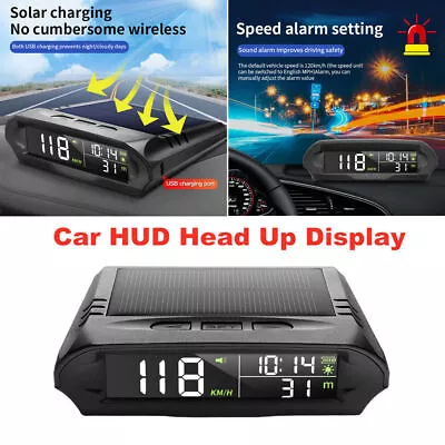 Wireless Solar Car HUD Head Up Display Digital GPS Speedometer With Solar Panel • $43.99