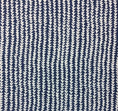 P Kaufmann Doodle Indigo Blue Geometric Vine Stripe Designer Fabric By Yard 54 W • $14.99