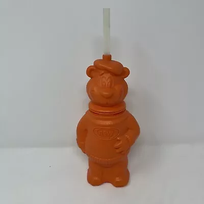 Vintage 1994 A&W Root Beer Orange Rooty Bear Plastic Souvenir Bottle Cup STRAW! • $16.95