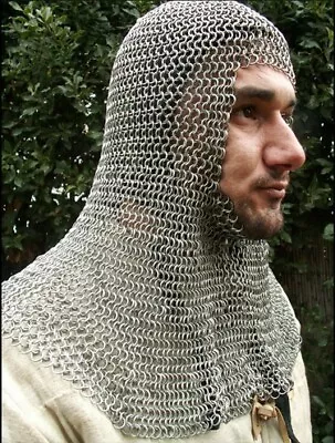 MEDIEVAL KNIGHT CRUSADER Full Mantle Page Grade Square Face CHAINMAIL COIF ARMOR • $69.95