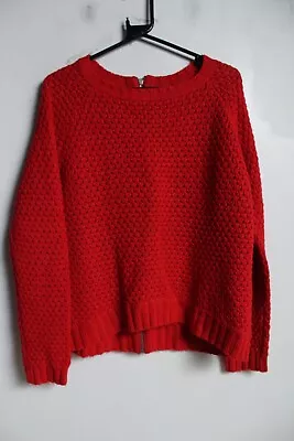 CMD Womens Cable Knit Zip Back Jumper -Red - Size 12 (i10)  • £4.99