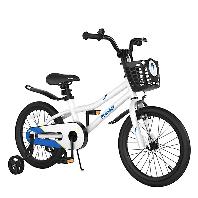 Kid’s 18  Bike W/Removable Training Wheels & Basket For 4-8 Years Old  White • $129