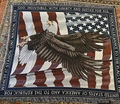 Mohawk Homes Tapestry Patriotic Eagle Flag America  47”X 55” Pledge Allegiance • $52