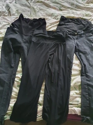 £14.90 • Buy Black Maternity Trousers, Two Size 10 And One Size 12 Bundle.