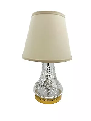 Vintage Waterford Crystal Brass Tabletop Electric Lamp With Shade 17.5” • $49.99