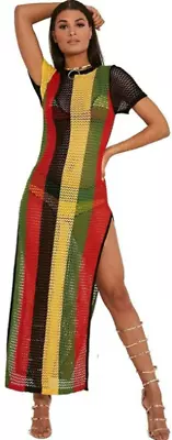 Rasta Rihanna Maxi Hot Dress Cotton Ladies Jamaican String Net Mesh Work Work • $25.99