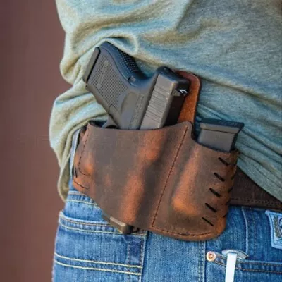 Leather Gun Holster Tactical Handgun IWB Concealed Carry Pistol  Molle Waist • $12.99