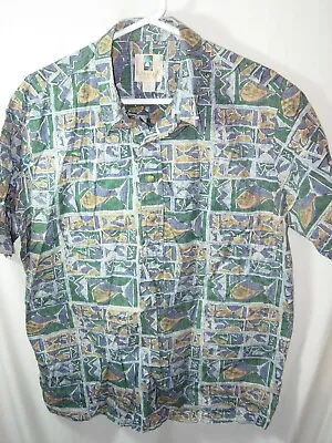 Mens Blue Green Kahala Tunic 100% Cotton Hawaiian Island Aloha Shirt Size Xl 50 • $16.14