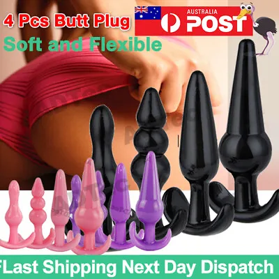 4 Anal Butt Plug Training Kit Set Beads Dildo Prostate Massager Trainer Sex Toy • $21.89