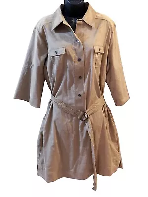 Women’s NWT New York & Company Tan Suede Shirt Mini Dress US Size 16/XL • £37.85