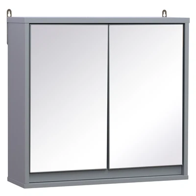 £36.99 • Buy HOMCOM Wall Mounted Mirror Cabinet With Storage Shelf Bathroom Cupboard Grey