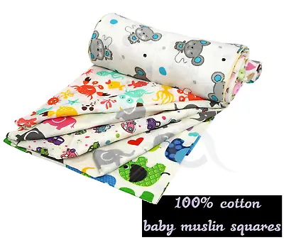 Lovely XXL Baby Super Soft Printed Muslin Squares 80x70cm 100% Pure Cotton • £1.50
