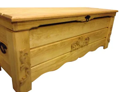 Wooden Vintage Blanket Trunk Box Coffee Table Chest Ottoman Furniture WBT5 • £249.99