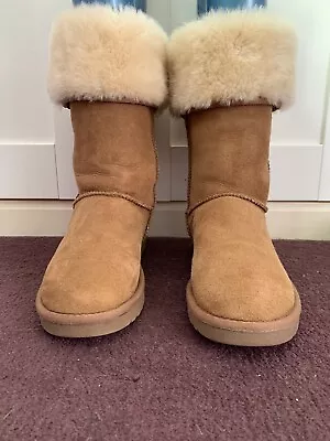 Ladies Real Suede Fur Lined ‘Zippyboots’ Size UK 5 (wear As Ankle Or Mid Calf) • £20