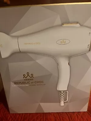 Croc Crystalline One Touch Infrared Hair Blow Dryer White NIB Ceramic Tourmaline • $80.50