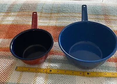 Vintage Enamel Splatterware Blue & White Red & Blue Camping Saucepans Speckle • $12.99