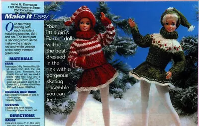 £2.89 • Buy Knitting Pattern Copy 1278.   Dolls Clothes Outfits For Barbie Sindy Etc