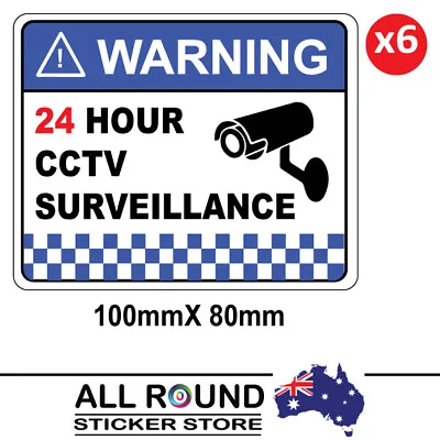 6 PACK Warning CCTV Security Surveillance Camera Sticker Sign 100mm X 80mm • $5.95