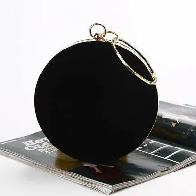 $52.73 • Buy Round Shape Women Clutch Bag Black Unique Evening Chain Shoulder Messenger Tote