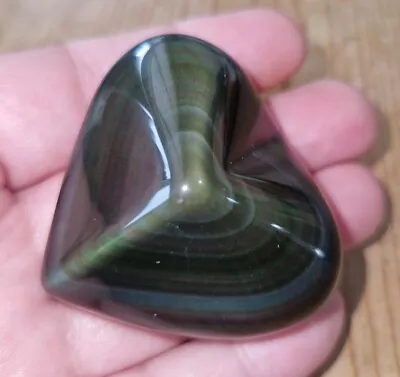 77g Rainbow Obsidian Heart Carving Crystals Minerals Chakra Meditation Gemstones • £15