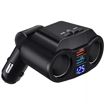 LCD Car Dual USB Charger Cigarette Lighter Socket Splitter 12-24V Power Adapter • $12.09