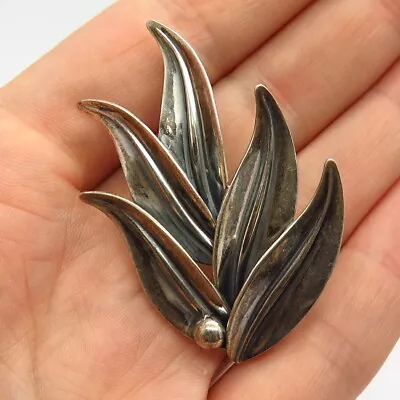 925S Sterling Silver Vintage Denmark N.E. From Floral Leaf Design Pin Brooch • $47.99