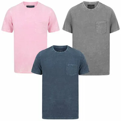 Tokyo Laundry Mens Tannan Crew Neck Acid Wash T-Shirt With Pocket Tie Dye Casual • £12.99