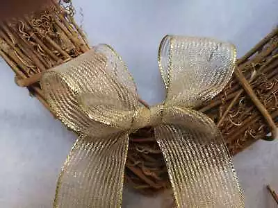 £1.85 • Buy Organza Stripe Metallic Ribbon Wired Edge 38mm Width Gift Wrapping Or Crafts