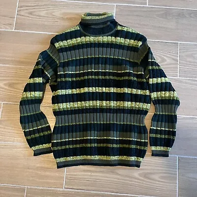 VERSACE CLASSIC V2 Men's Turtleneck Sweater SIZE LARGE Made In Italy Striped • $100