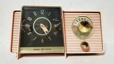 1958 General Electric C406 Atomic Clock AM Radio Pink Mint Condition • $429