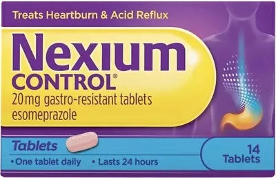 NEXIUM CONTROL 14 TABLETS 20mg Heartburn Acid Reflux 1st Class Post Exp Dec 2025 • £8.95