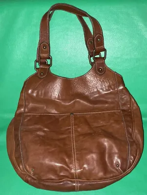 Banana Republic Heavy Leather Triple Entry Multi Pocket Hobo Bag 2007 • $34.99