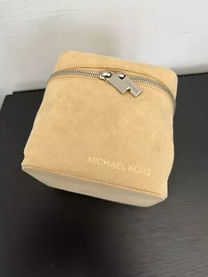 Michael Kors Beige Faux Suede Zip Make Up Jewellery Travel Case • £10