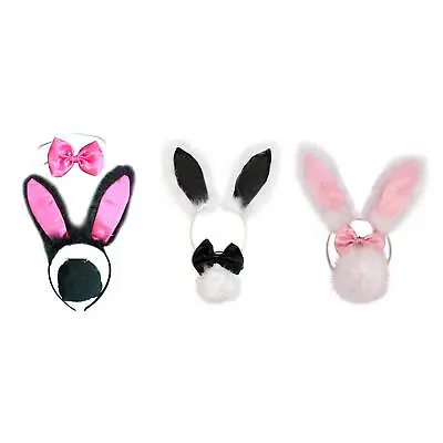 3Pcs Animal Costume Set Rabbit Ear Headband Bow Tie And Tail Dress Up For • £7.67