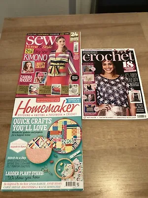 3 Craft Magazines Home Maker ~ Crochet ~ Sew Home & Style • £2.50