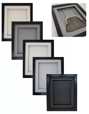 3D Box Black RECTANGLE Picture Photo Kids Art Medals Object Hobby Display Frame • £10.99