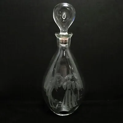 I W Harper Bourbon Bottle Decanter & Stopper Etched By Hewitt Lady & Gent Empty • $32.67