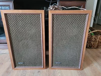 Sony Wood Vintage Cabinet Speakers Bookshelf Or Wall Mounted Set Of Two SS-510 • $59.99