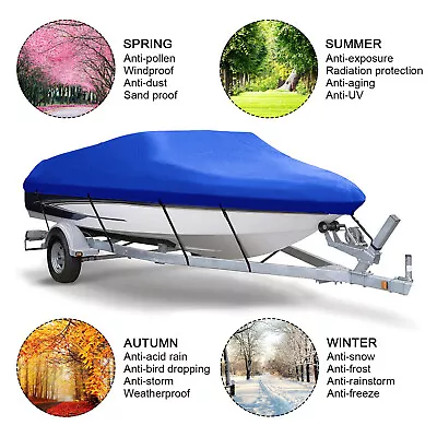 £28.39 • Buy 20-22FT Oxford Fabric Boat Cover Heavy Duty Speedboat V-hull Waterproof Fish Ski