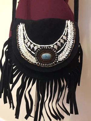 £25 • Buy Hippy/Boho/Festival Brown Tassel Suede Fringed Bag
